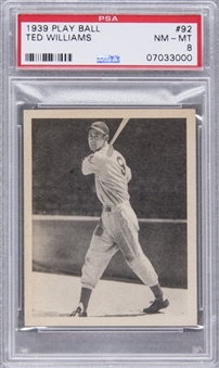 1939 Play Ball #92 Ted Williams Rookie Card - PSA NM-MT 8